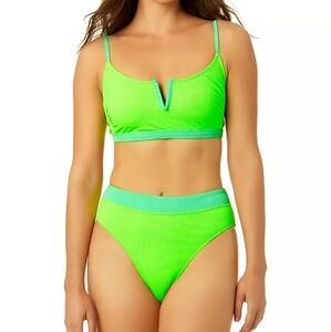 Salt + Cove Green Bikini Set High-Waisted